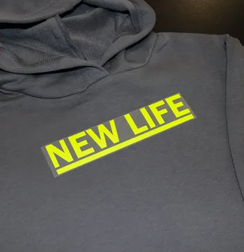 Термоаплікація з плівки "New life" 4*18 см лимонного кольору
