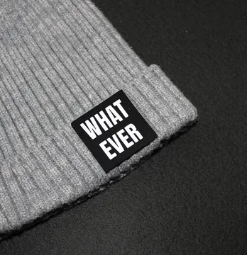 Нашивка "Whatever" 40*40 мм чорного кольору з білим прорезиненим лого