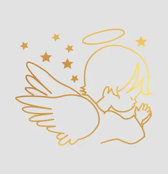 Термоаппликация из пленки "Ангел крыла" 100*85 мм золотого цвета