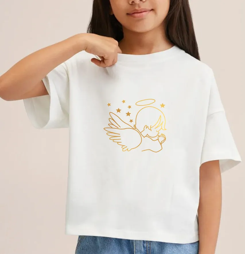 Термоаппликация из пленки "Ангел крыла" 100*85 мм золотого цвета-1