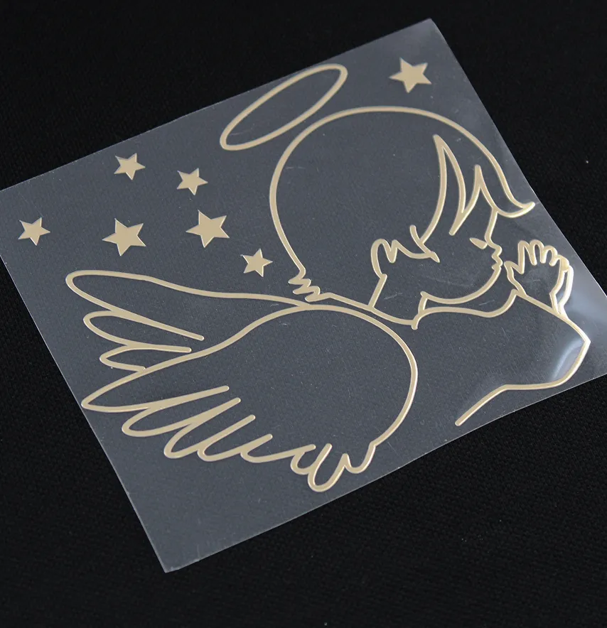 Термоаппликация из пленки "Ангел крыла" 100*85 мм золотого цвета-3