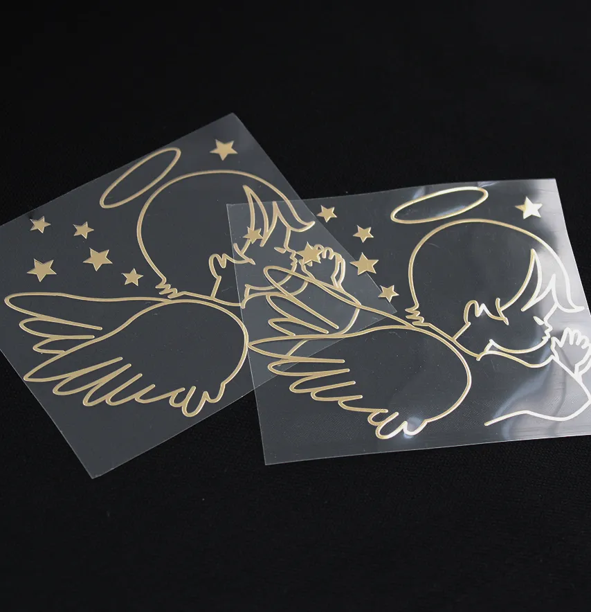 Термоаппликация из пленки "Ангел крыла" 100*85 мм золотого цвета-4