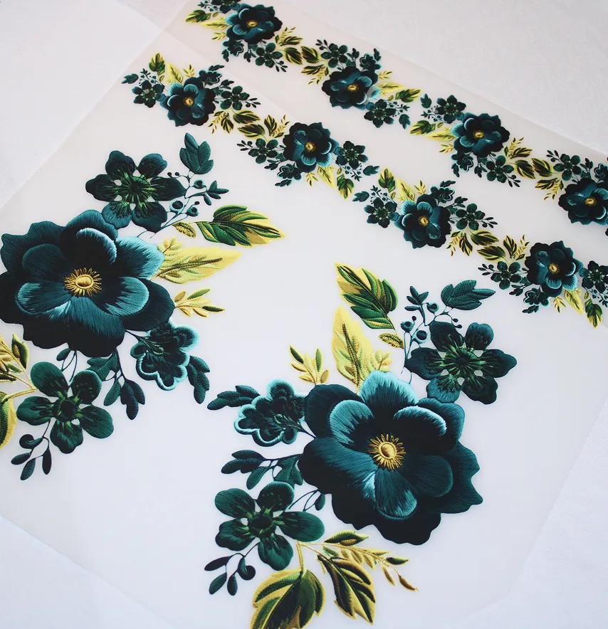 Термоналіпка "Квіти смарагдові з жовтим" 31*28,5 см (комплект 4 шт)-2