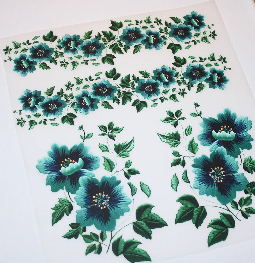 Термоналіпка "Смарагдові квіти з зеленим листям" 32*28 см (комплект 4 шт)-2