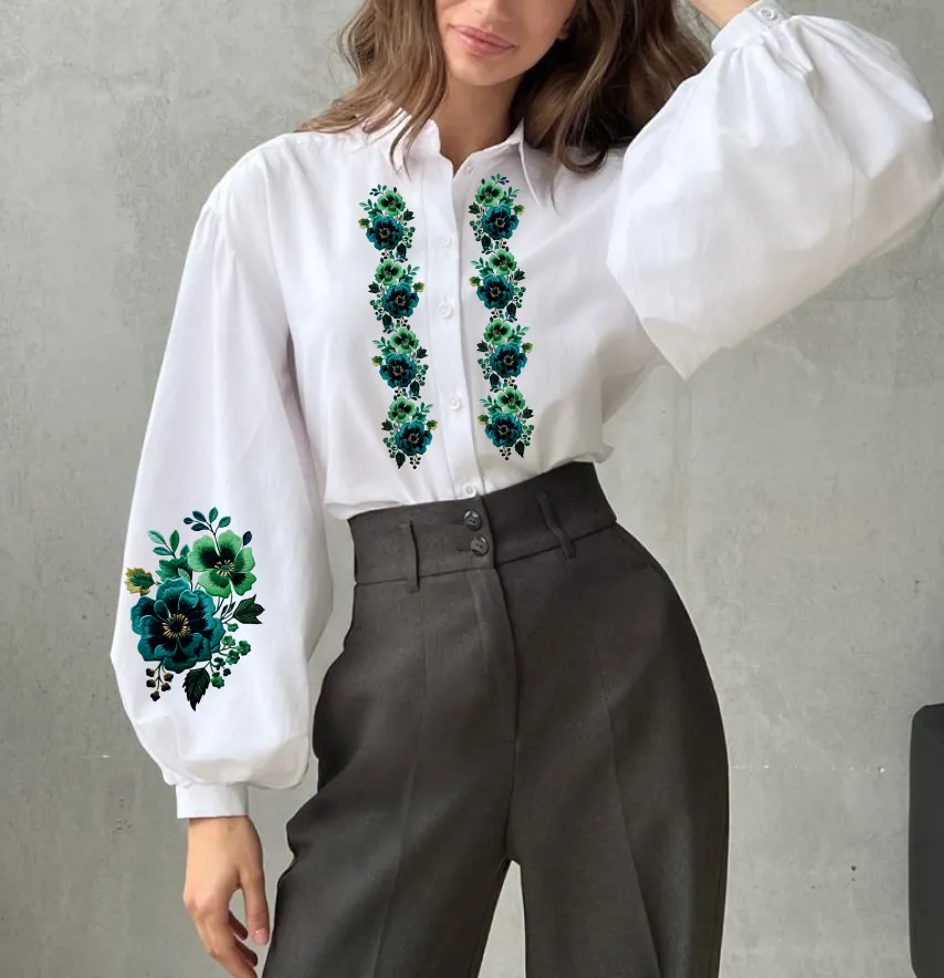 Термоналіпка "Смарагдові квіти з зеленим" 30*28 см (комплект 4 шт)-1