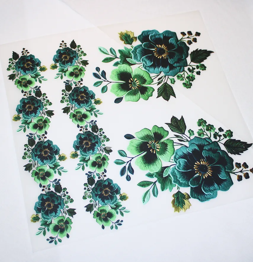 Термоналіпка "Смарагдові квіти з зеленим" 30*28 см (комплект 4 шт)-2