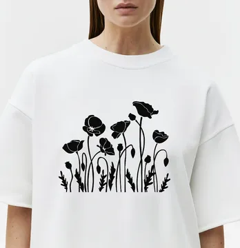 Термонаклейка "Мак кустик" 28*23 см черного цвета