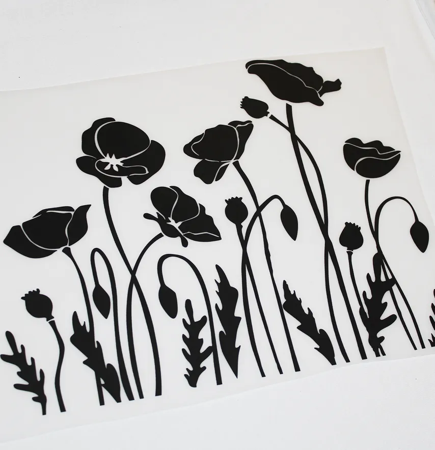 Термонаклейка "Мак кустик" 28*23 см черного цвета-2