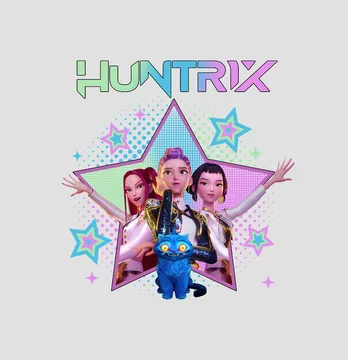 Термонаклейка "Huntrix" с синим котом 19*19,5 см