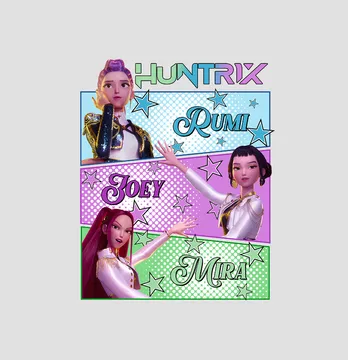 Термонаклейка "Huntrix" постер синий/фиолетовый/зеленый 19*23,5 см