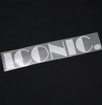 Термоаплікація з глітеру "Iconic" 16*2,7 см срібного кольору