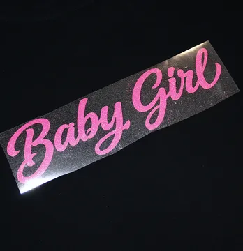 Термоаплікація з глітеру "Baby Girl" 23*6 см рожевого кольору