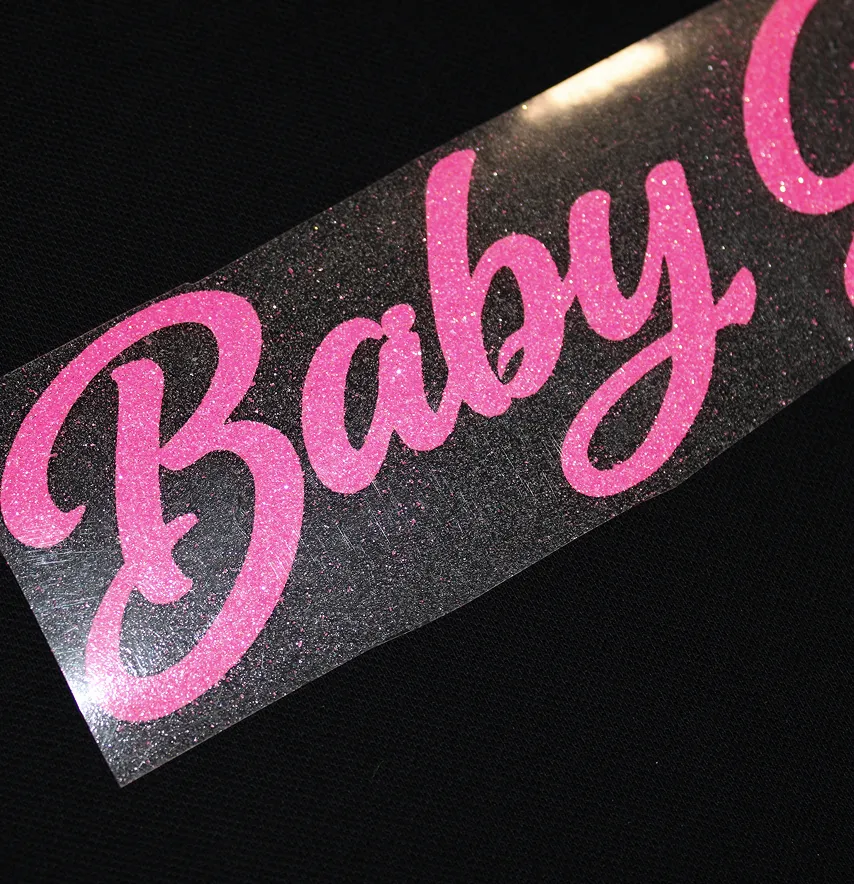 Термоаплікація з глітеру "Baby Girl" 23*6 см рожевого кольору -1