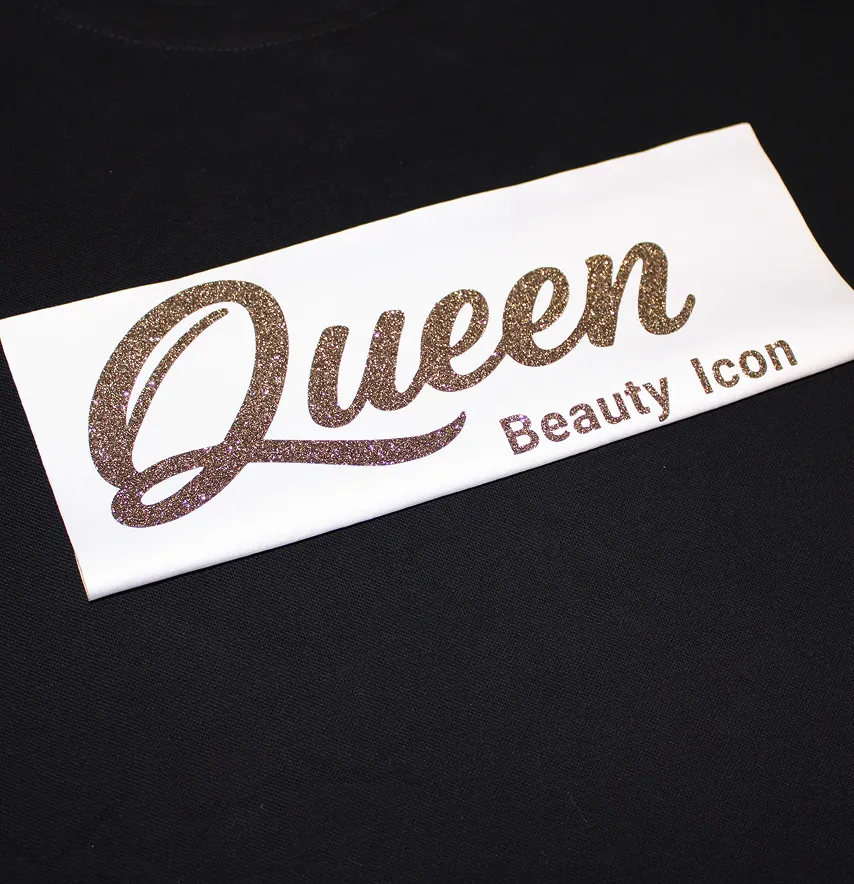 Термоаплікація з глітеру "Queen" beauty icon 23*10 см шоколадного кольору -1