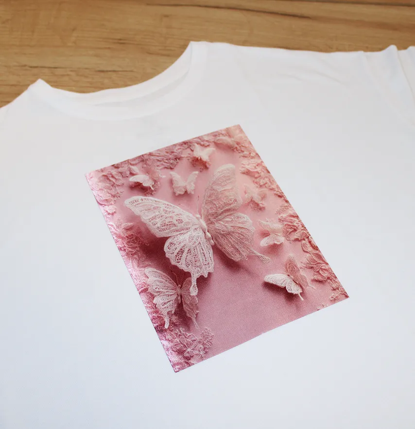 Нашивка тканева "Пудровий метелик" 19*25 см-1