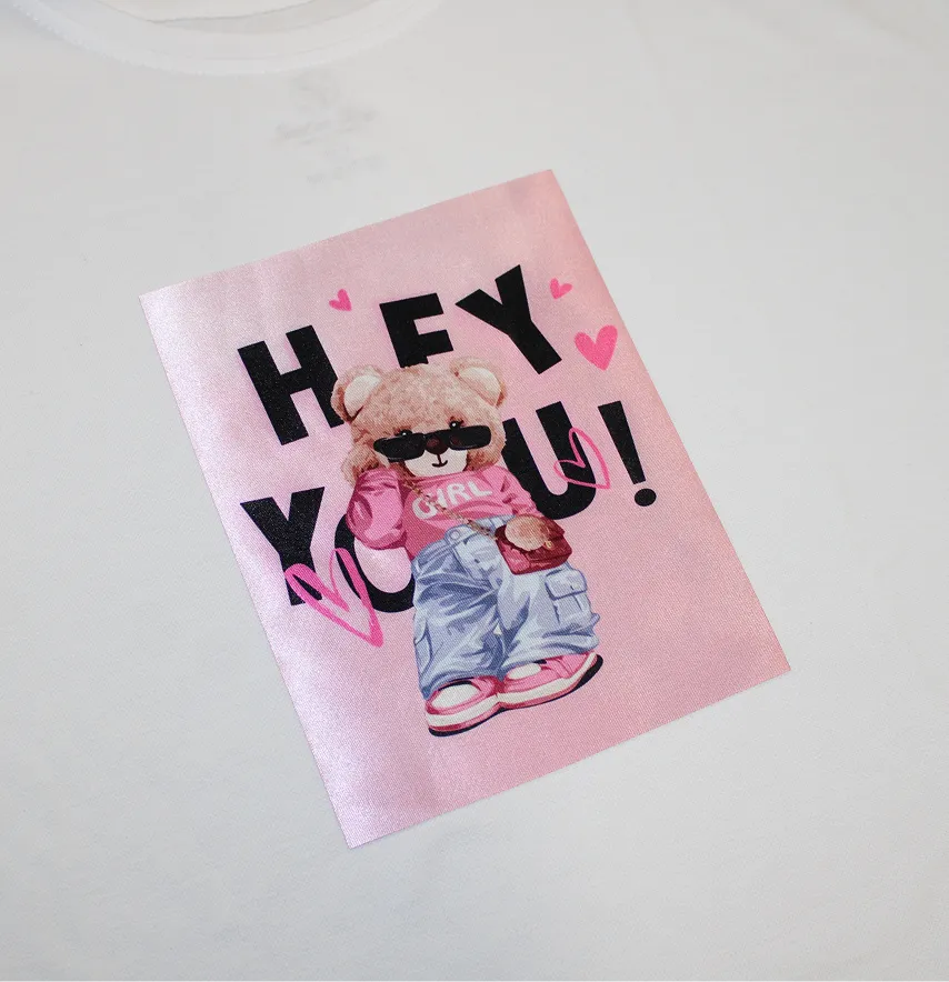 Нашивка тканева "Hey you" ведмедик 17*22 см-1