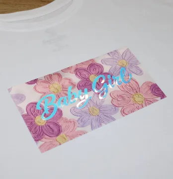 Нашивка тканева з декором "Baby girl" квіти 21*11,5 см