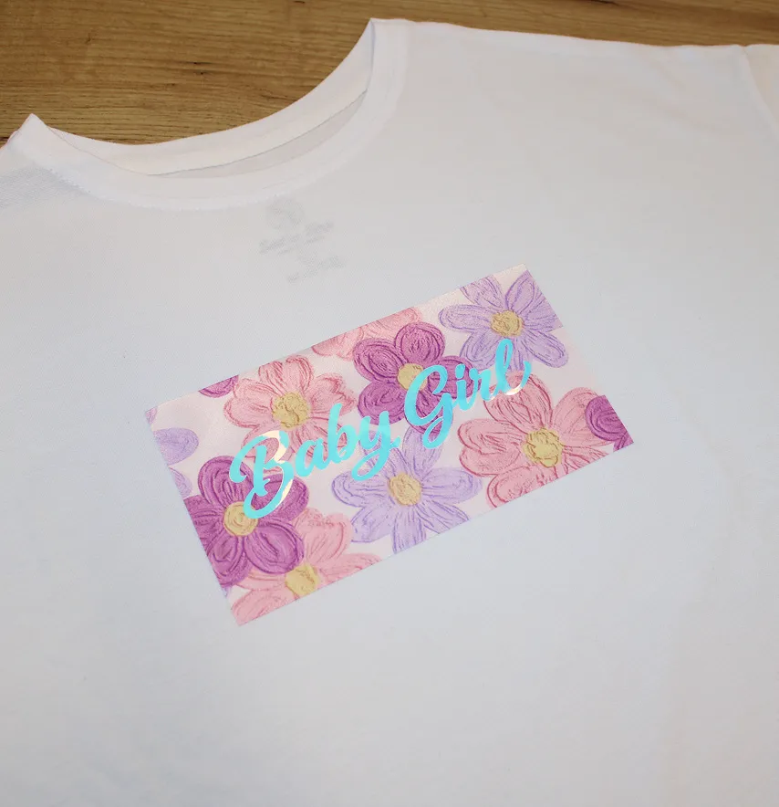Нашивка тканева з декором "Baby girl" квіти 21*11,5 см-1