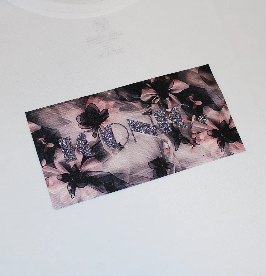 Нашивка тканева з декором "Iconic" квіти з фатину 21*11,5 см-1