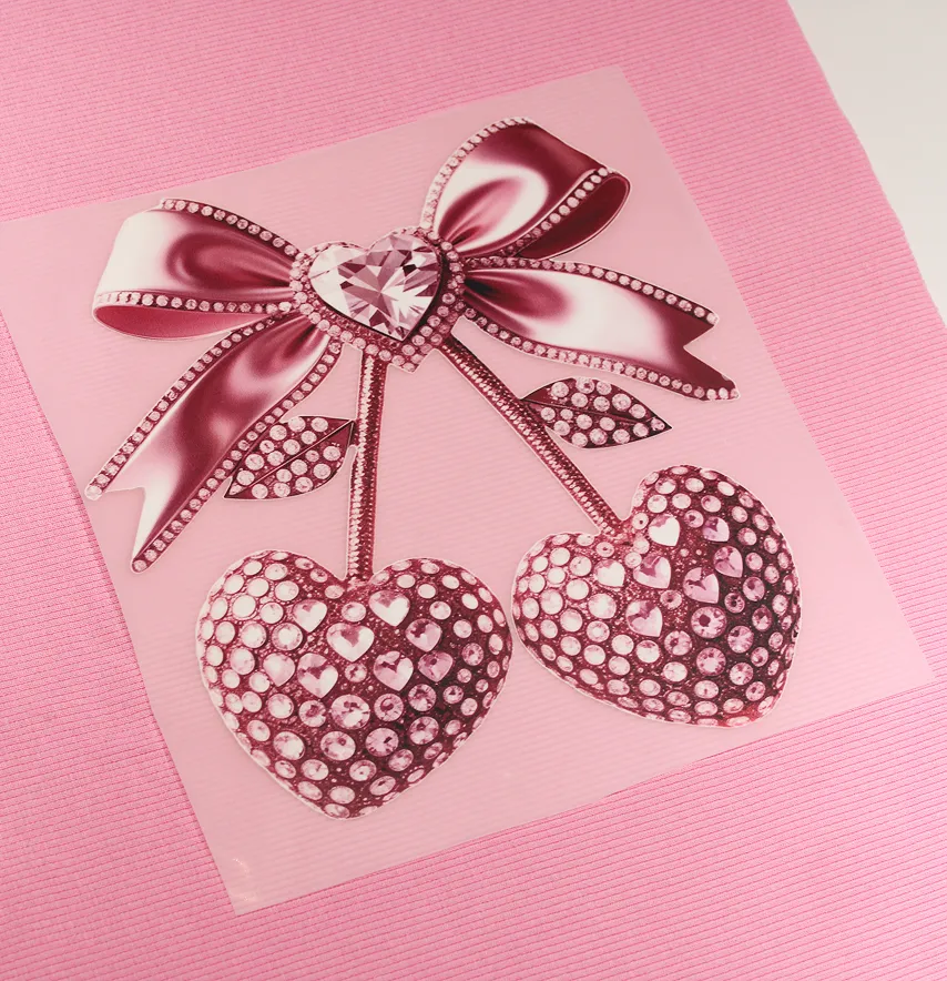 Термоналіпка "Вишеньки-серця" з камінцями 19*21 см-2