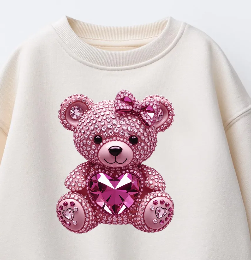 Термоналіпка "Рожевий ведмедик" з камінцями 19*22 см-1