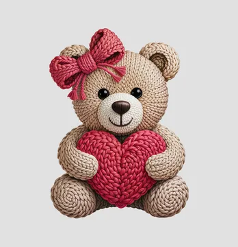 Термоналіпка "Ведмедик" в'язаний з серцем 14,5*19,5 см