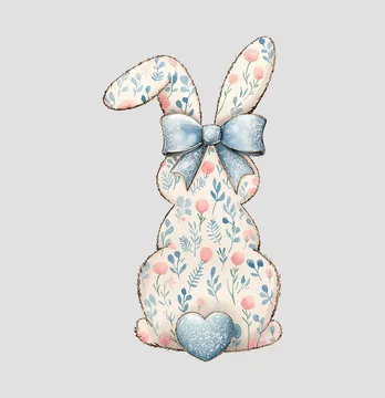 Термоналіпка "Кролик" з бантиком в квітах 11*19 см