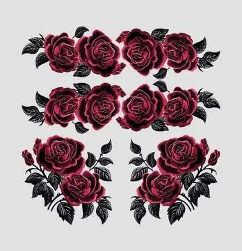 Термоналіпка "Квіти бордо" 28*27,5 см (комплект 4 шт)