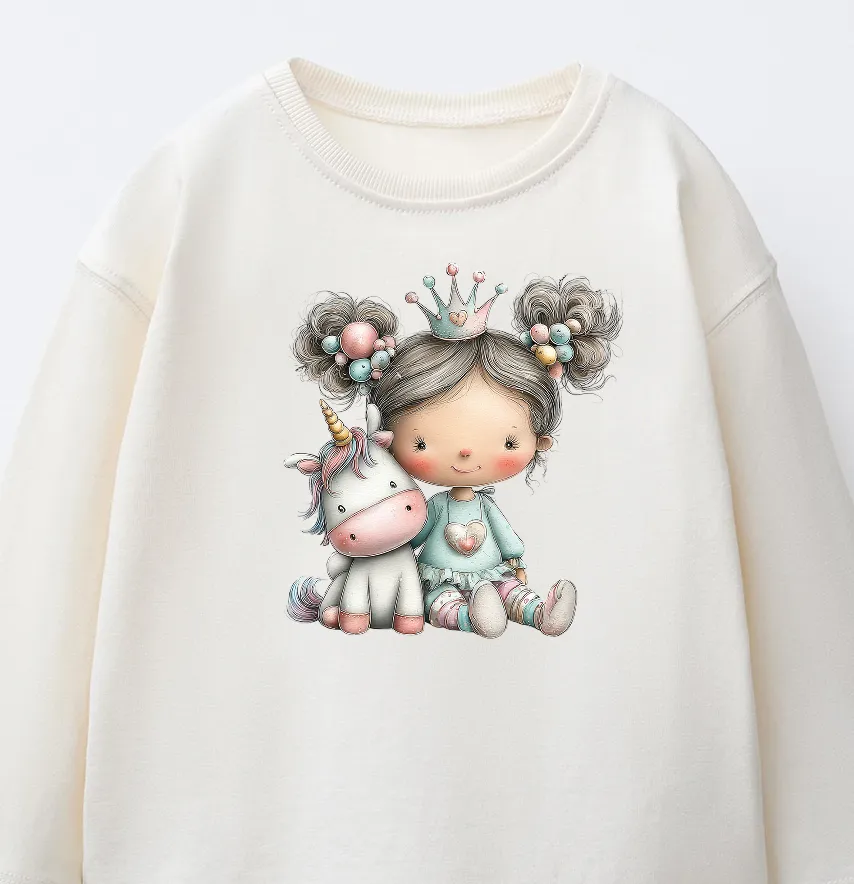 Термоналіпка "Дівчина з єдинорігом" з хвостиками в короні 17*19 см-1