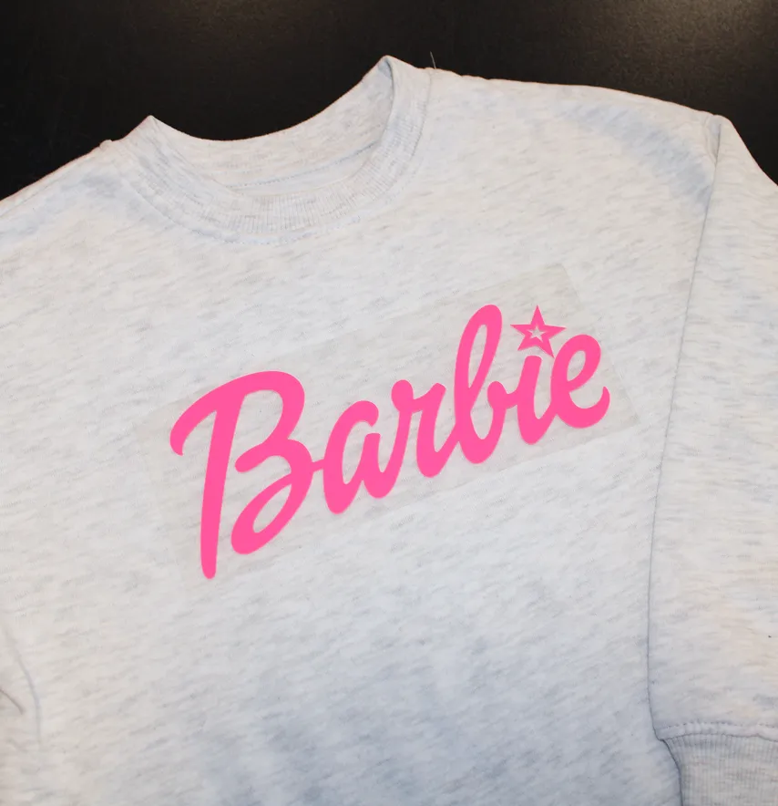 Термоаплікація з плівки "Barbie" зірочка 19*7,5 см рожевого кольору-1