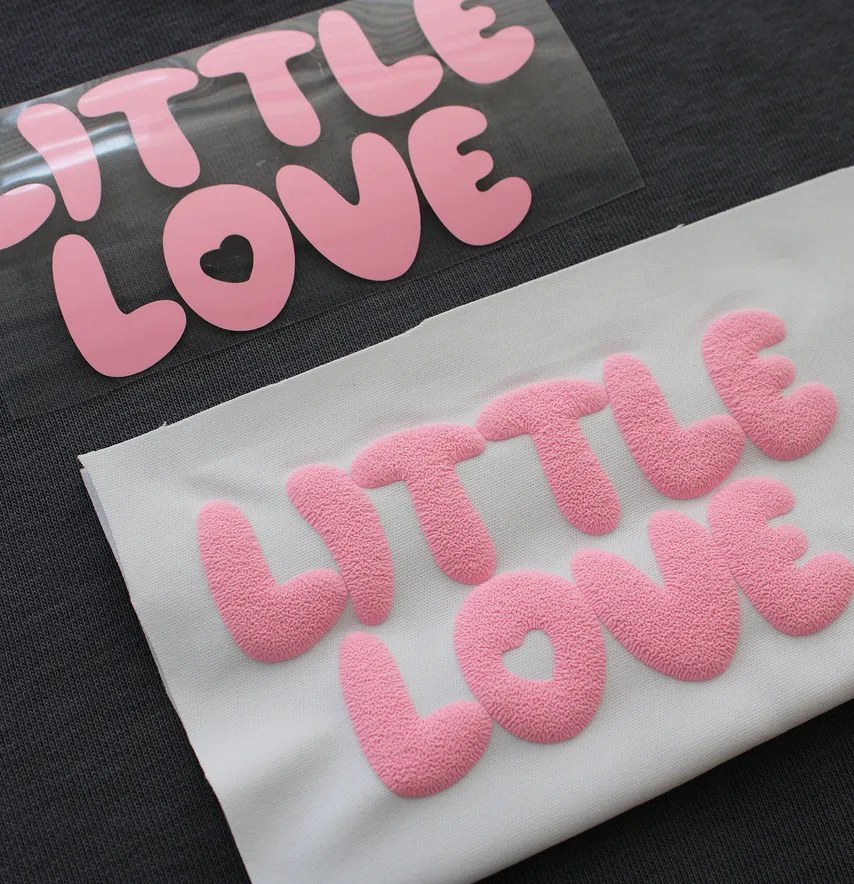 Термоаплікація об'ємна пуф "Little love" 12*6,5 см рожевого кольору-3