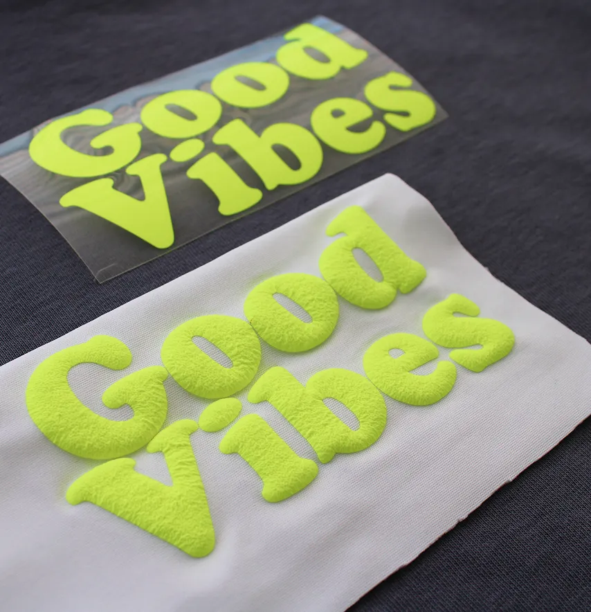 Термоаплікація об'ємна пуф "Good vibes" 12*6,5 см лимонного кольору-1