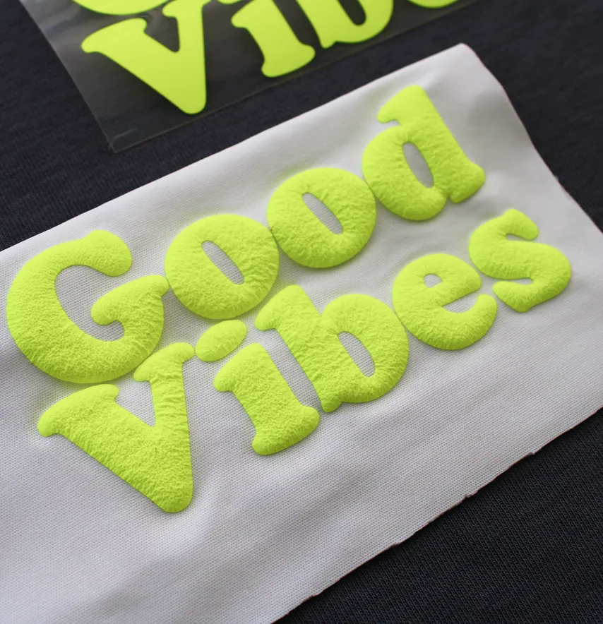 Термоаплікація об'ємна пуф "Good vibes" 12*6,5 см лимонного кольору-2