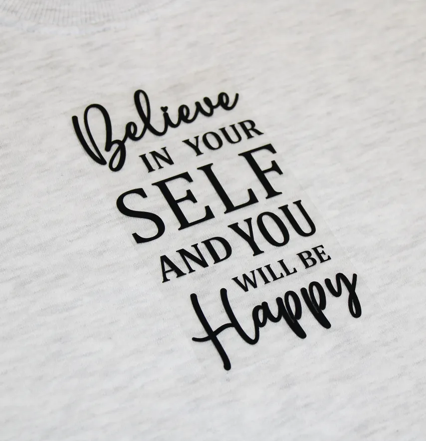 Термоаплікація з плівки "Believe in yourself" 14*8 см чорного кольору-1