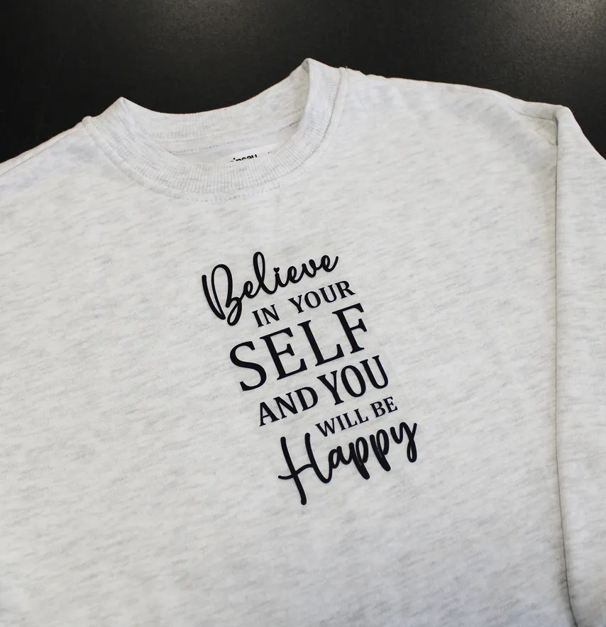 Термоаплікація з плівки "Believe in yourself" 14*8 см чорного кольору-2