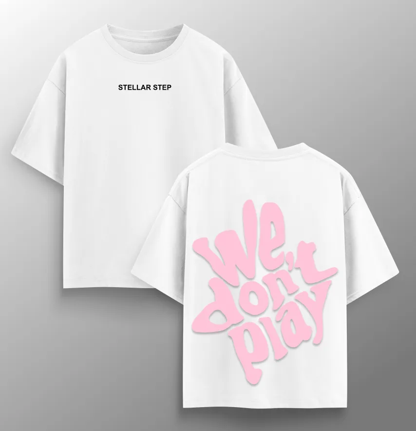 Футболка жіноча оверсайз "We don't play" білого кольору-1