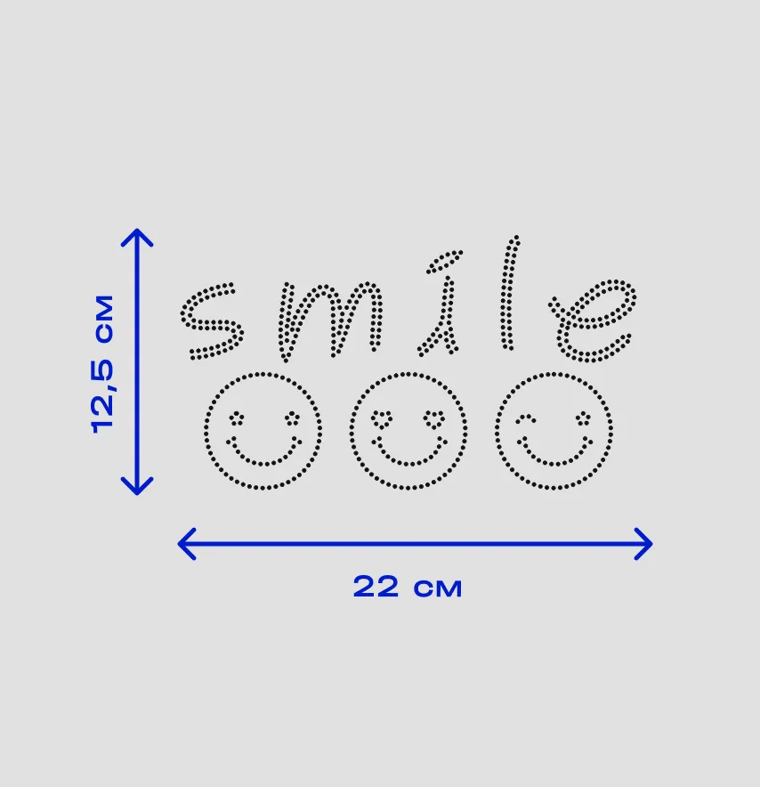 Аплікація зі страз "Smile" ss6 срібло металік 22*12,5 см-4