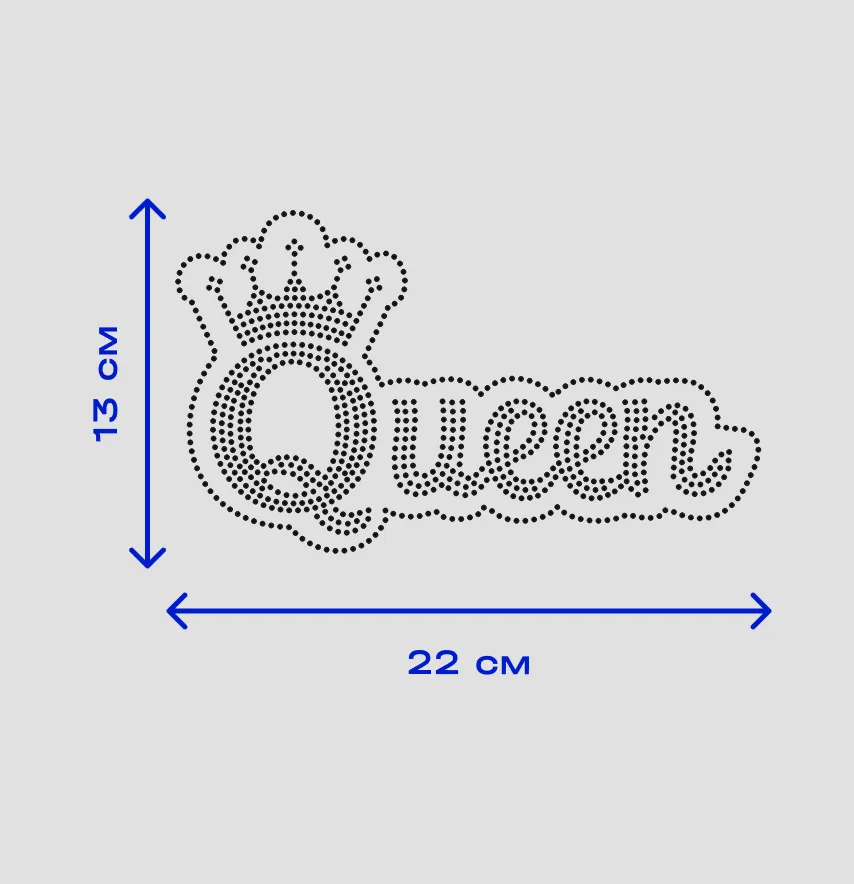 Аплікація зі страз "Queen" ss6 срібло металік 22*13 см-5