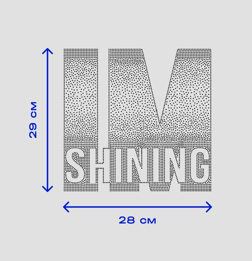 Аплікація зі страз "I'M SHINING" ss6 срібло металік 29*28 см-4