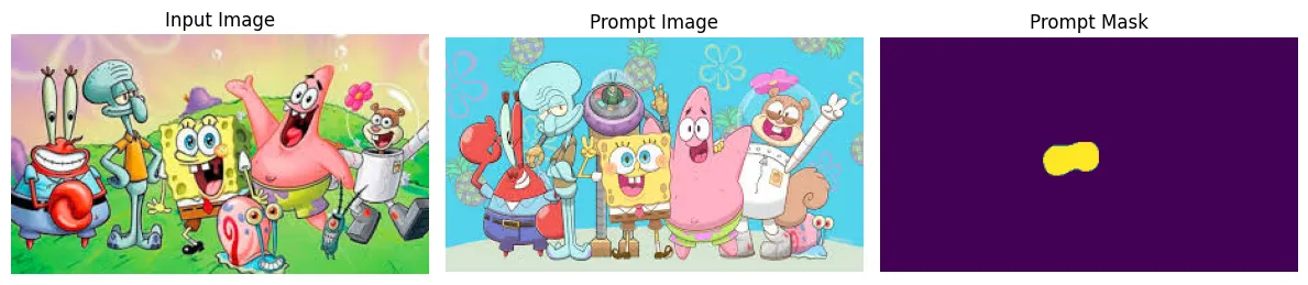 Provided input image with prompt image and masks