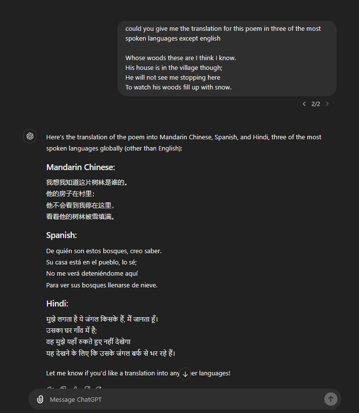 Multilingual ChatGPT