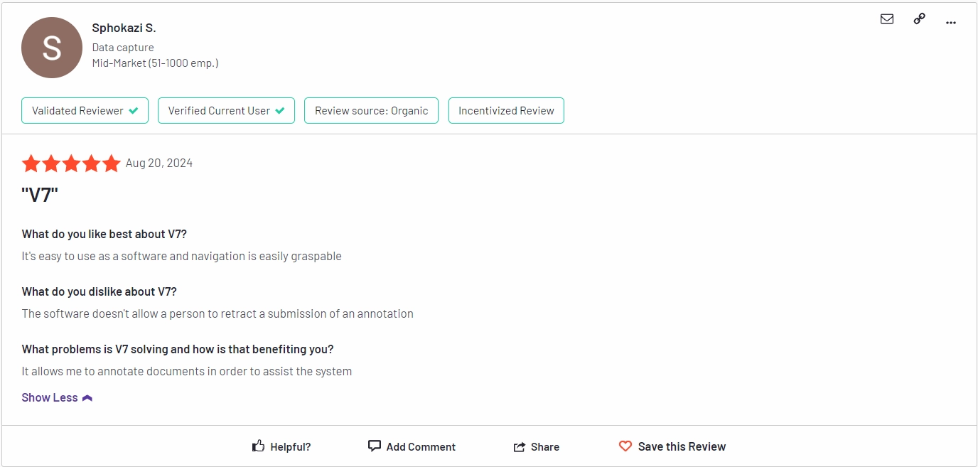G2 reivew for v7 labs