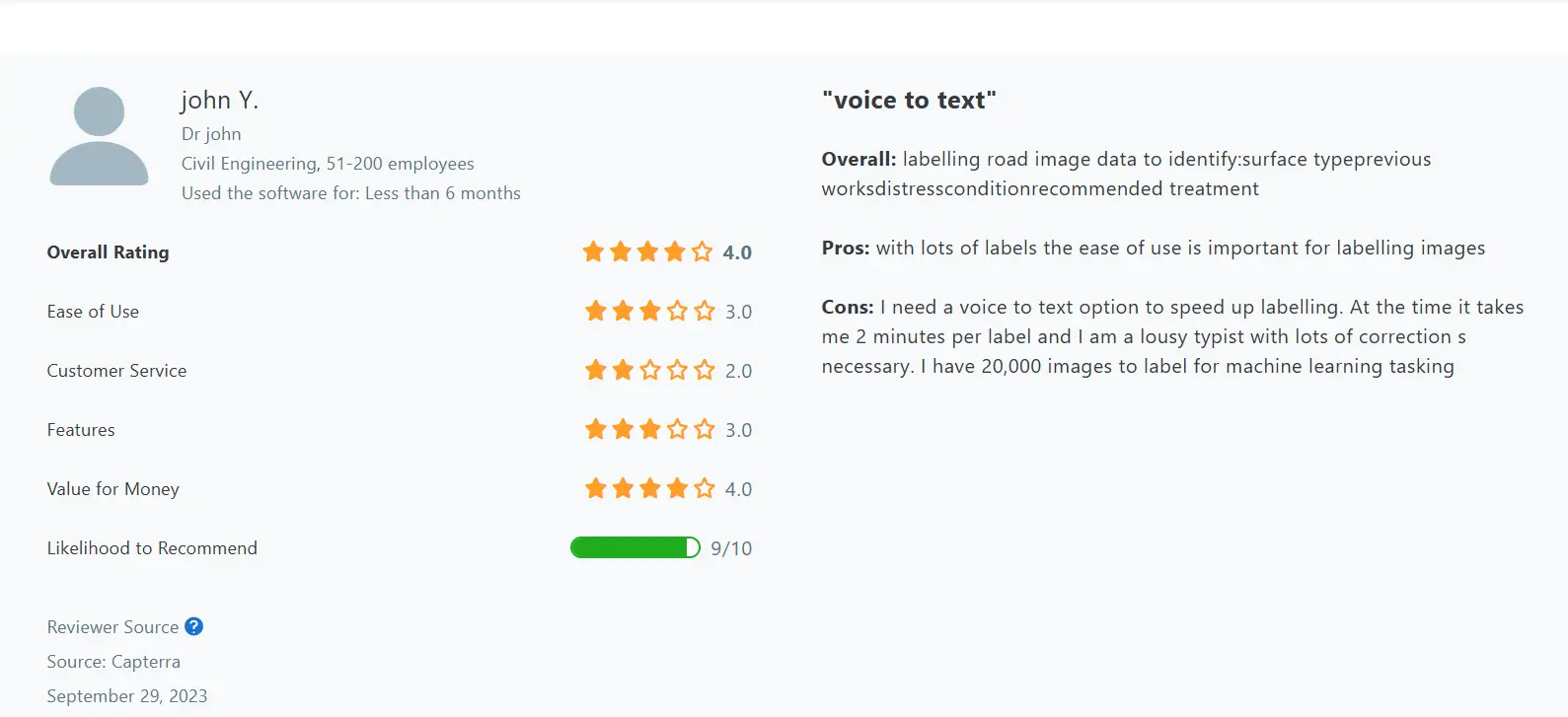 Capterra Review Labelstudio