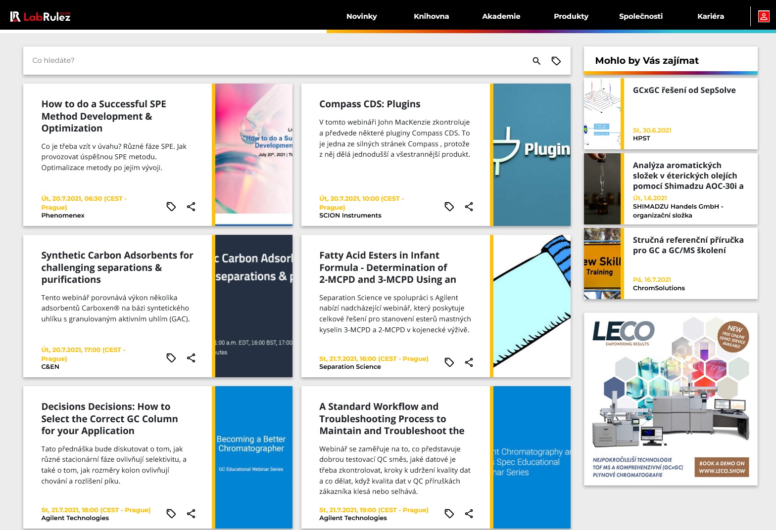 LabRulez: GC a GCMS webináře 29. týden