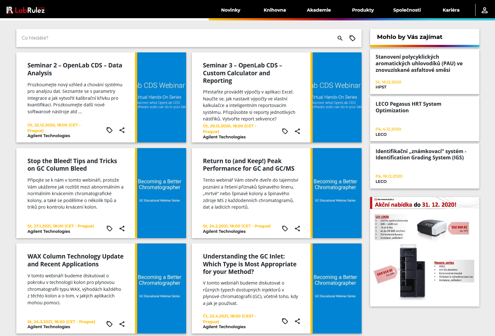 LabRulez: GC a GCMS webináře - 52. týden