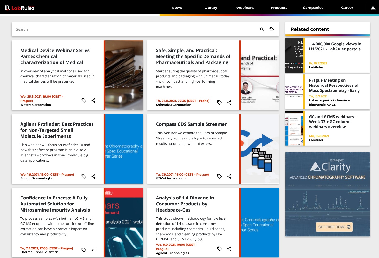 LabRulez: GC and GCMS webinars - Week 34 - 36