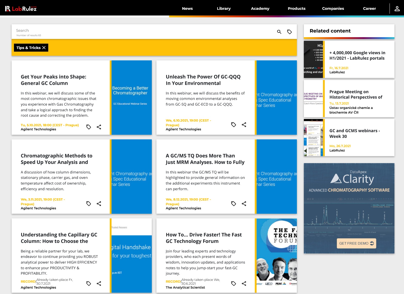 LabRulez: Overview of GC and GCMS Webinars - Tips & Tricks 2021