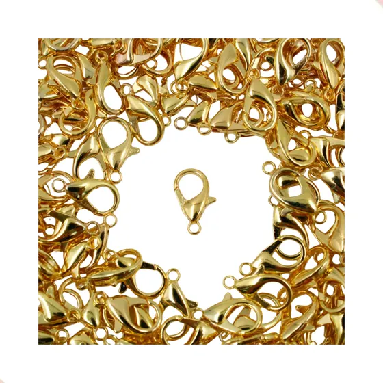 Fecho Lagosta 16Mm Em Zamak Com 25 Pcs - Dourado