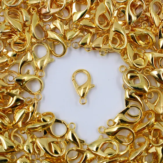 Fecho Lagosta 16Mm Em Zamak Com 25 Pcs - Dourado