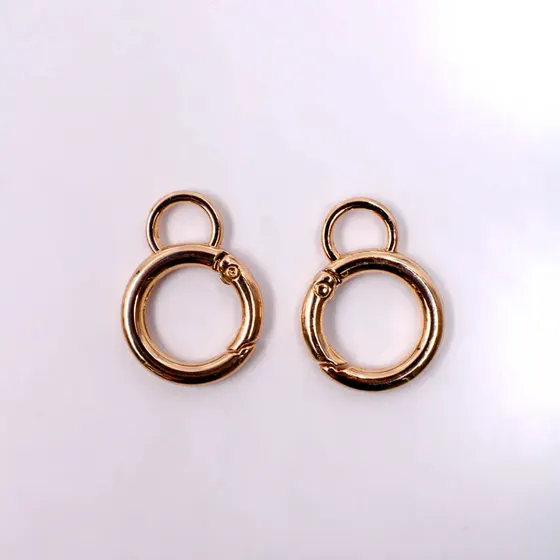 Pingente Argola Mosquetao Articulada 24Mm Em Zamac (2 Pc) - Dourado
